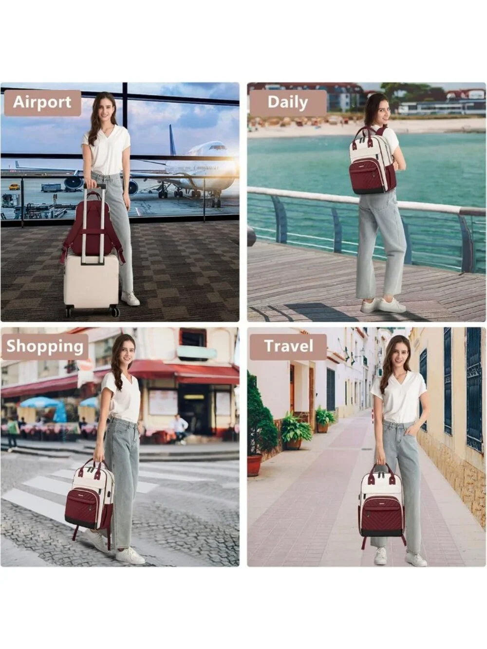 Stylish Waterproof Laptop Backpack for Women & Teens - USB Charger, 15.6